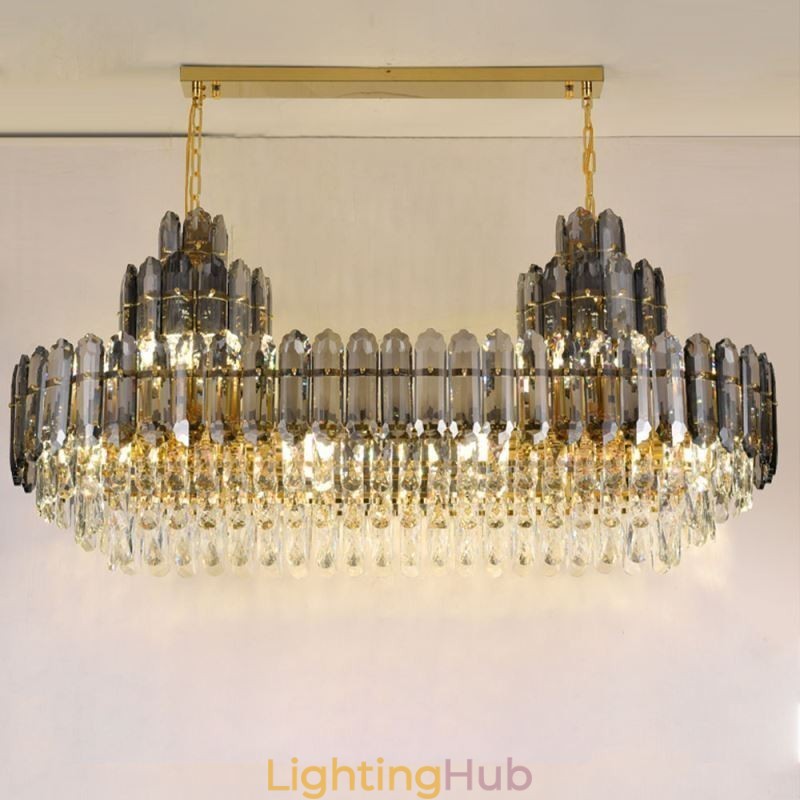 Crystal Pendant Light Rectangular Luxury Decrative Ceiling Light 100cm