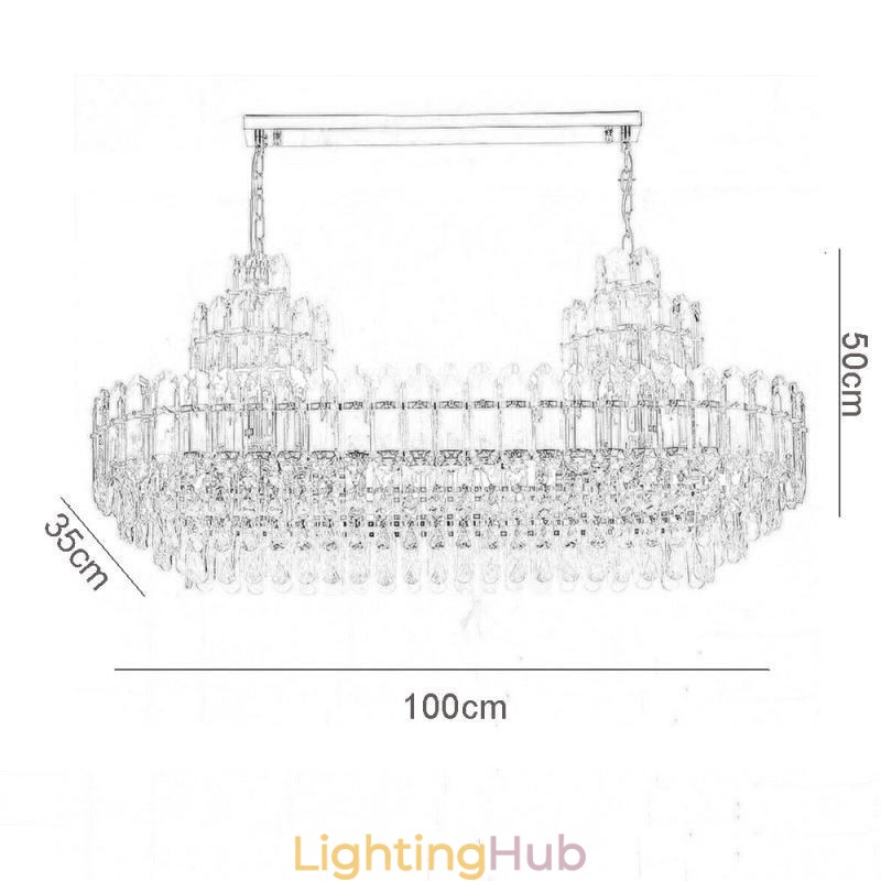 Crystal Pendant Light Rectangular Luxury Decrative Ceiling Light 100cm