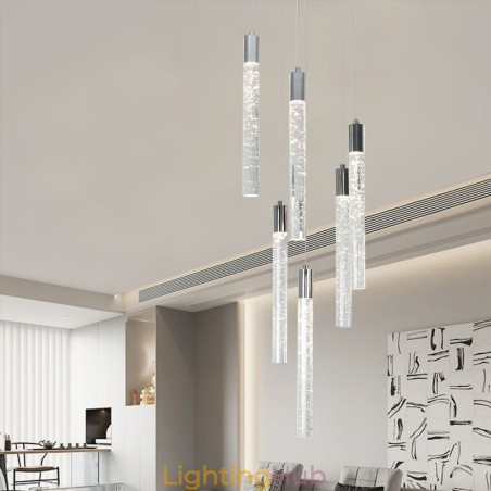 Pendant Light Chrome Crystal Column Cluster Ceiling Light Pendant Light Chrome Crystal Column Cluster Ceiling Light