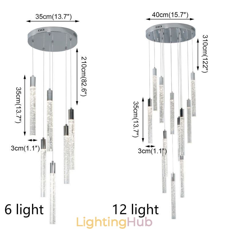 Pendant Light Chrome Crystal Column Cluster Ceiling Light