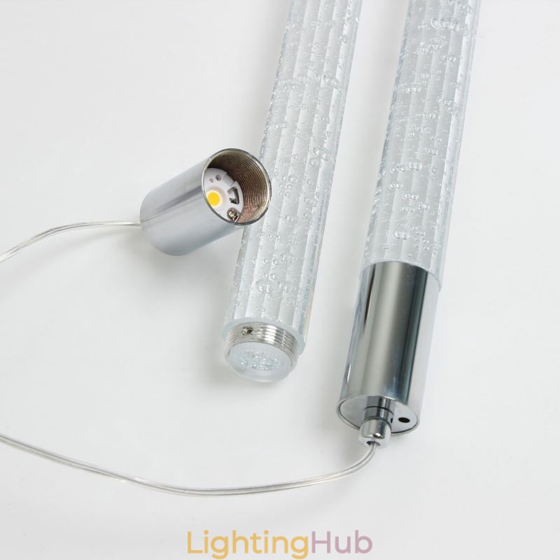 Pendant Light Chrome Crystal Column Cluster Ceiling Light