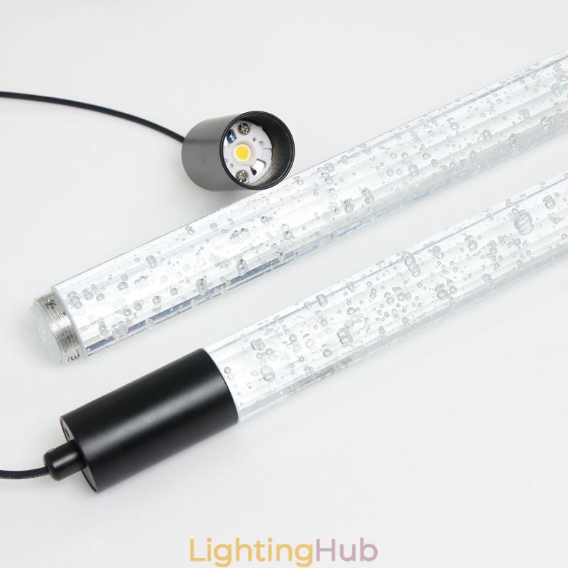 Pendant Light Black Crystal Column Cluster Ceiling Light