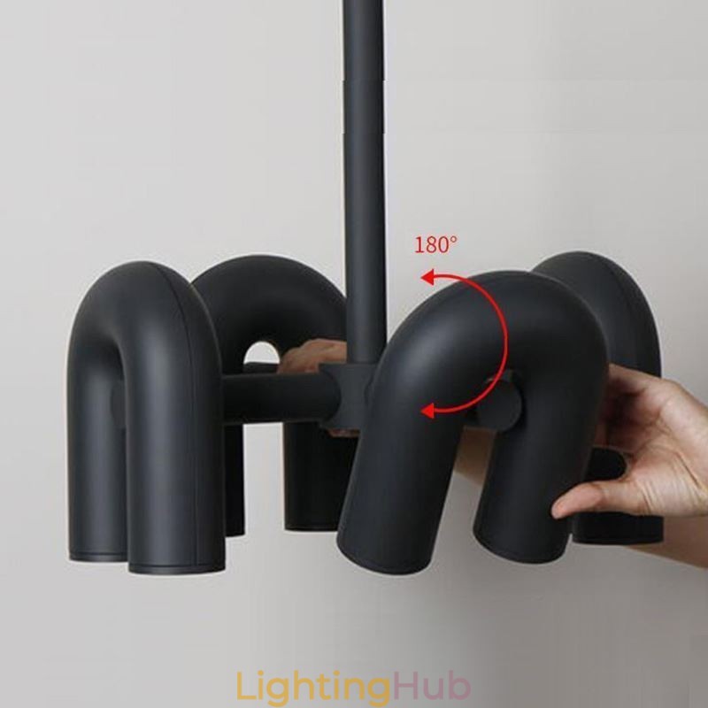 Pendant Light Round Wrought Iron U shaped Ceiling Light 90° Rotating Shade