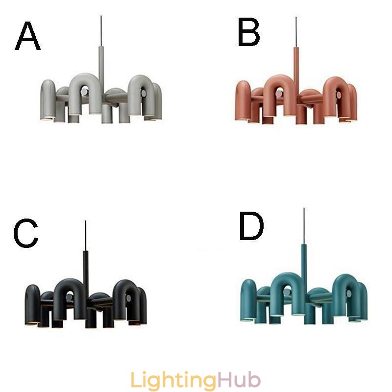 Pendant Light Round Wrought Iron U shaped Ceiling Light 90° Rotating Shade
