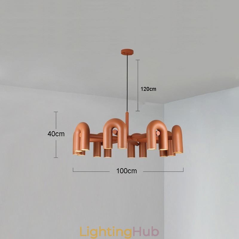 Pendant Light Round Wrought Iron U shaped Ceiling Light 90° Rotating Shade