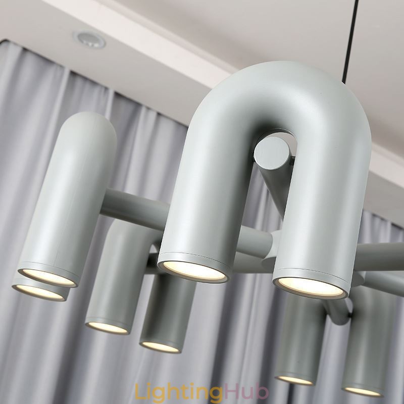 Pendant Light Round Wrought Iron U shaped Ceiling Light 90° Rotating Shade