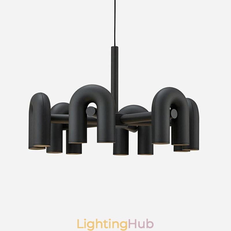 Pendant Light Round Wrought Iron U shaped Ceiling Light 90° Rotating Shade