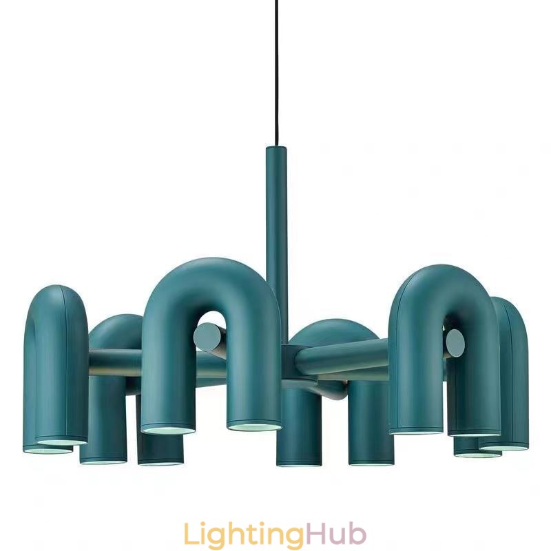 Pendant Light Round Wrought Iron U shaped Ceiling Light 90° Rotating Shade