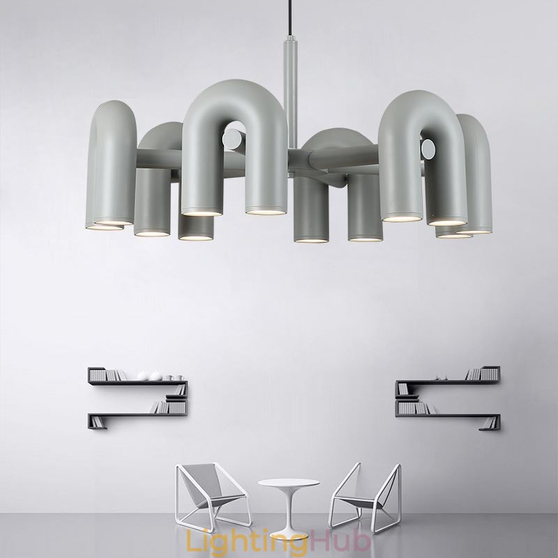 Pendant Light Round Wrought Iron U shaped Ceiling Light 90° Rotating Shade