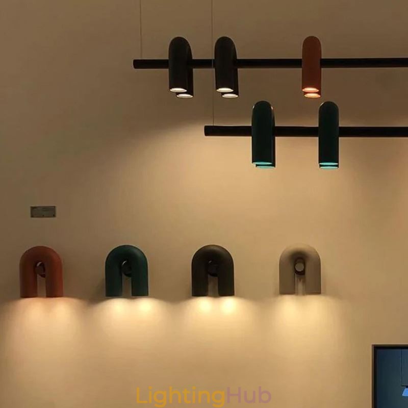 Ceiling Light Wrought Iron U shaped Pendant Light 90° Rotating Shade