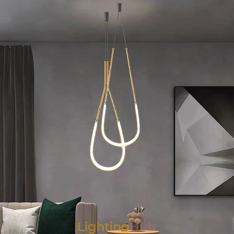 Pendant Light Creative Line Bamboo Ceiling Light Black Gold