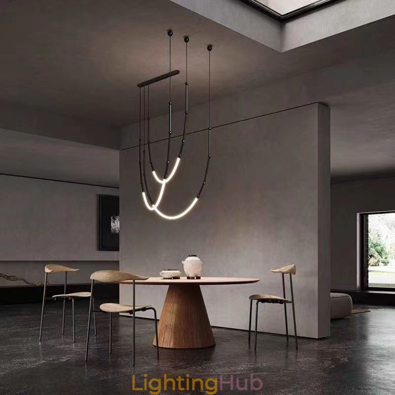 Pendant Light Creative Line Bamboo Ceiling Light Black Gold