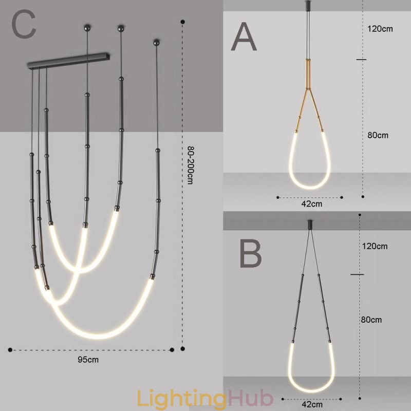 Pendant Light Creative Line Bamboo Ceiling Light Black Gold