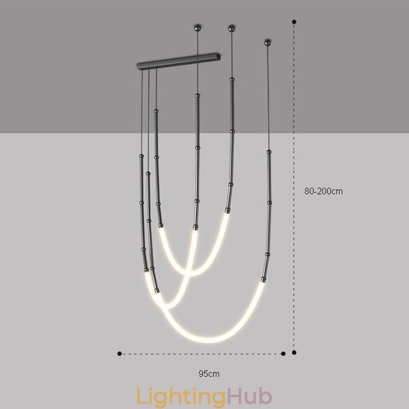 Pendant Light Creative Line Bamboo Ceiling Light Black Gold