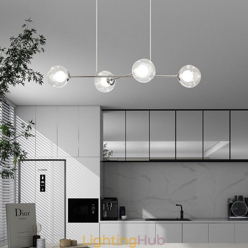 Glass Hanging Light European Magic Bean Pendant Light 4 Lights