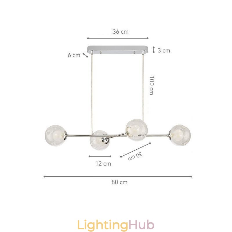 Glass Hanging Light European Magic Bean Pendant Light 4 Lights