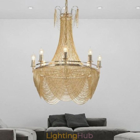 Aluminum Chain Pendant Light Creative Light Luxury Tassel Decorative Light Gold Silver Aluminum Chain Pendant Light Creative Light Luxury Tassel Decorative Light Gold Silver