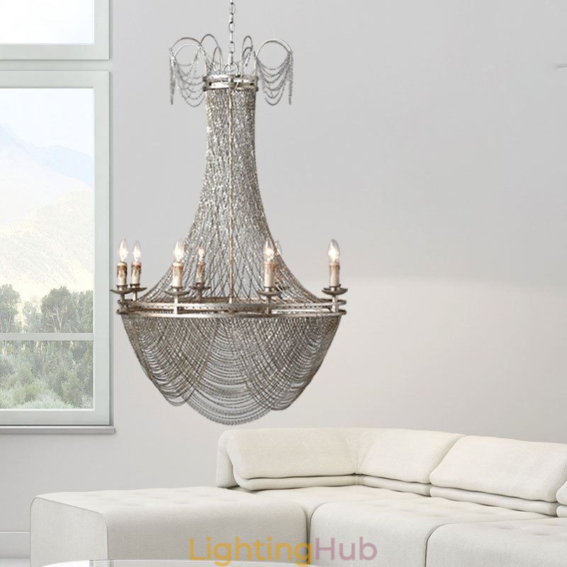 Aluminum Chain Pendant Light Creative Light Luxury Tassel Decorative Light Gold Silver