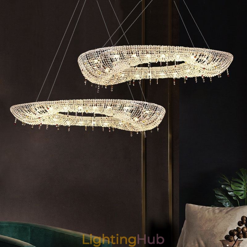 Crystal Pendant Light Modern Luxury Oval Ceiling Light