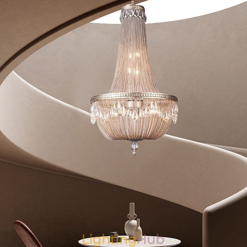 Tassel Pendant Light Retro American Duplex Aluminum Chain Ceiling Light
