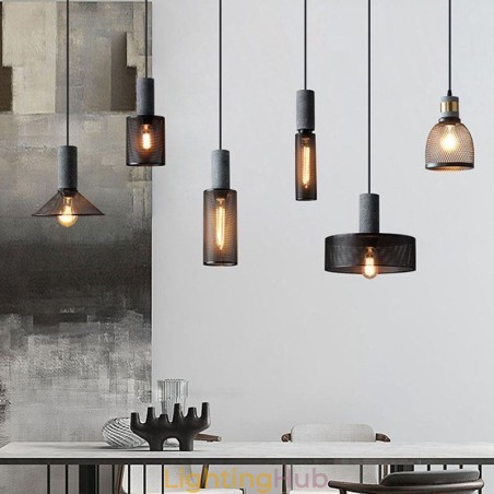Black Pendant Light Cement Grid Light Country Retro Ceiling Light Black Pendant Light Cement Grid Light Country Retro Ceiling Light