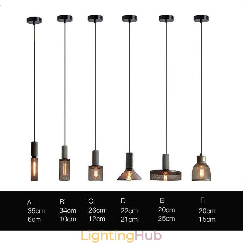 Black Pendant Light Cement Grid Light Country Retro Ceiling Light