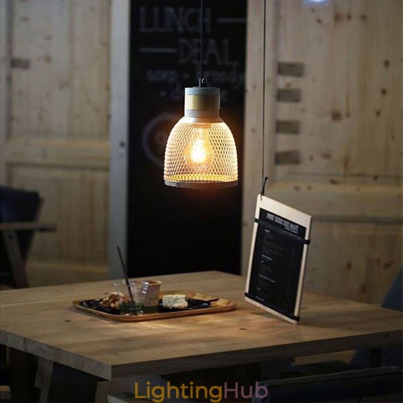 Black Pendant Light Cement Grid Light Country Retro Ceiling Light