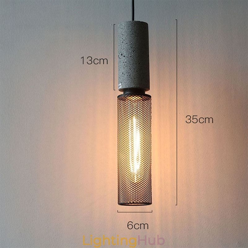 Black Pendant Light Cement Grid Light Country Retro Ceiling Light