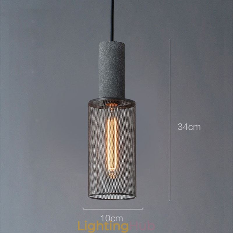 Black Pendant Light Cement Grid Light Country Retro Ceiling Light