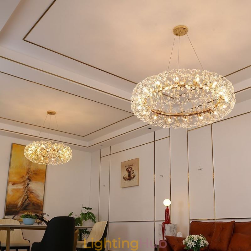 Pendant Light Modern Minimalist Wrought Iron Circular Sun Flower Ceiling Light