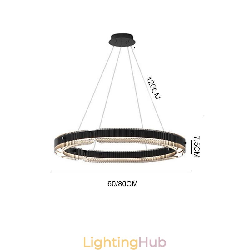 Circle Pendant Light 60 80CM Glass Ceiling Light Stepless Dimmable With Remote Control