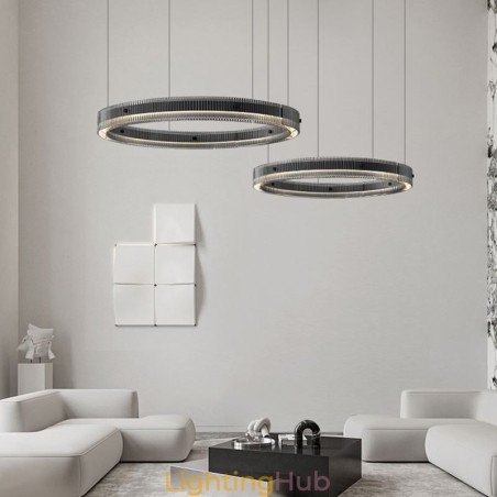 Pendant Light 60+80CM Double Circle Glass Ceiling Light Stepless Dimmable With Remote Control Pendant Light 60+80CM Double Circle Glass Ceiling Light Stepless Dimmable With Remote Control