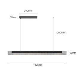 Pendant Light 100CM Glass Ceiling Light Stepless Dimmable With Remote Control