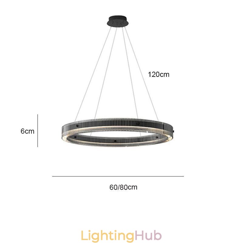 Glass Pendant Light 60 80CM Circle Ceiling Light Stepless Dimmable With Remote Control