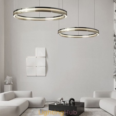 Glass Ceiling Light 60+80CM Circle Decoration Double Circle Pendant Light Trichromatic Dimming Glass Ceiling Light 60+80CM Circle Decoration Double Circle Pendant Light Trichromatic Dimming