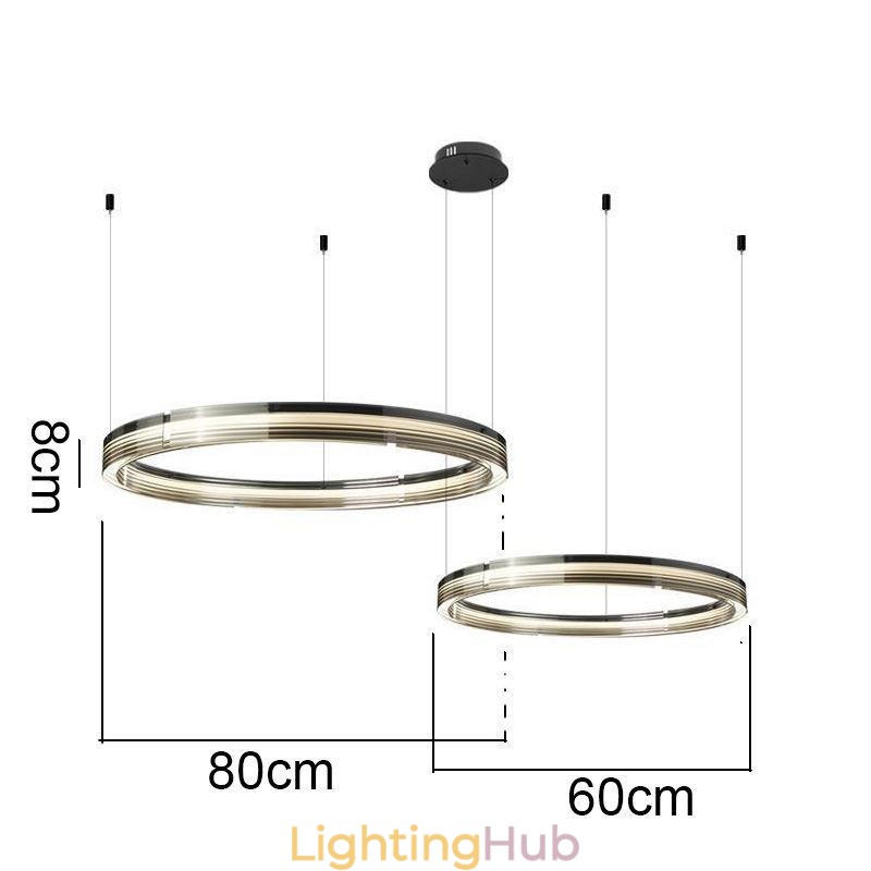 Glass Ceiling Light 60+80CM Circle Decoration Double Circle Pendant Light Trichromatic Dimming