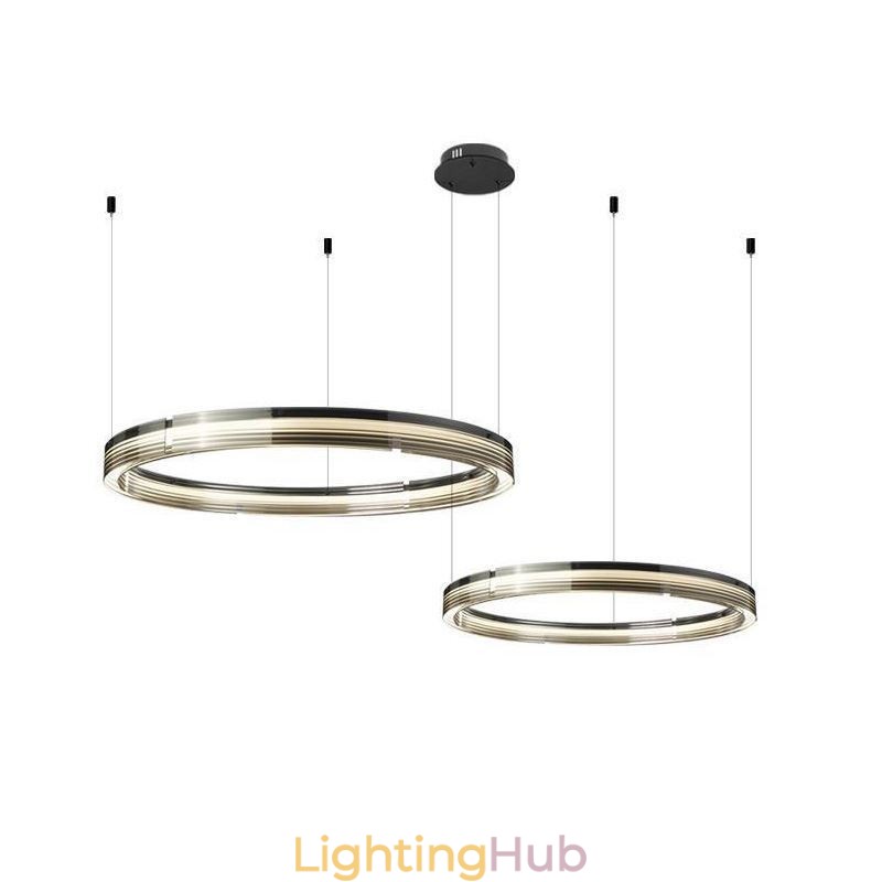 Glass Ceiling Light 60+80CM Circle Decoration Double Circle Pendant Light Trichromatic Dimming