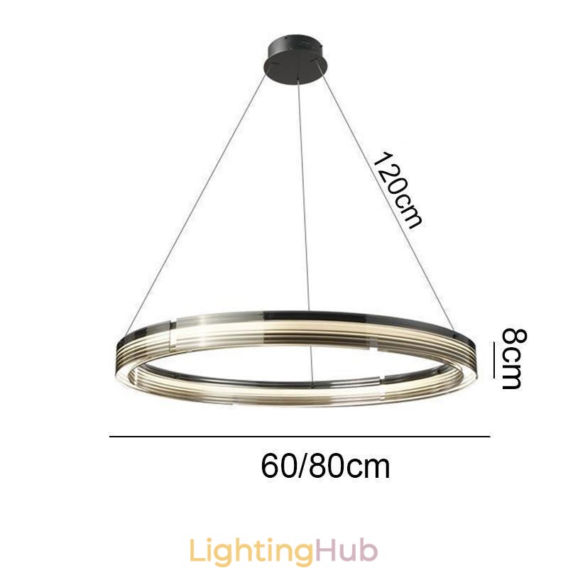 Pendant Light 60 80CM Circle Glass Ceiling Lamps Trichromatic Dimming