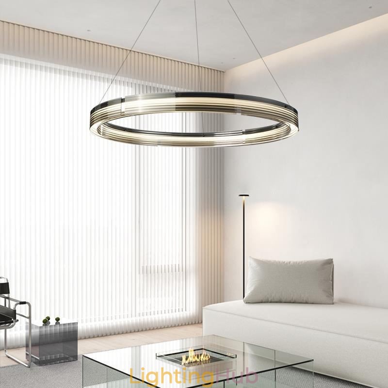Pendant Light 60 80CM Circle Glass Ceiling Lamps Trichromatic Dimming