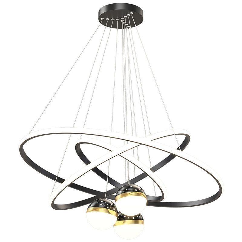 Simple Pendant Light Wrought Iron Silicone Three Circle Ring Ceiling Light
