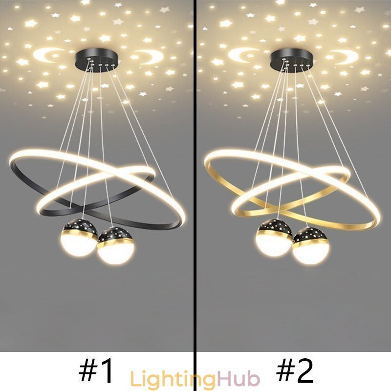 Modern Pendant Light Wrought Iron Silicone Double Circle Ring Ceiling Light