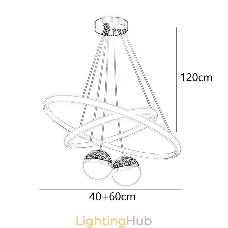 Modern Pendant Light Wrought Iron Silicone Double Circle Ring Ceiling Light