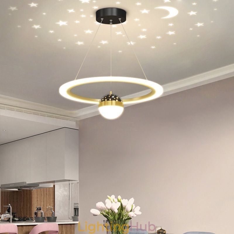 Pendant Light Minimalist Wrought Iron Acrylic Star Ring Ceiling Light