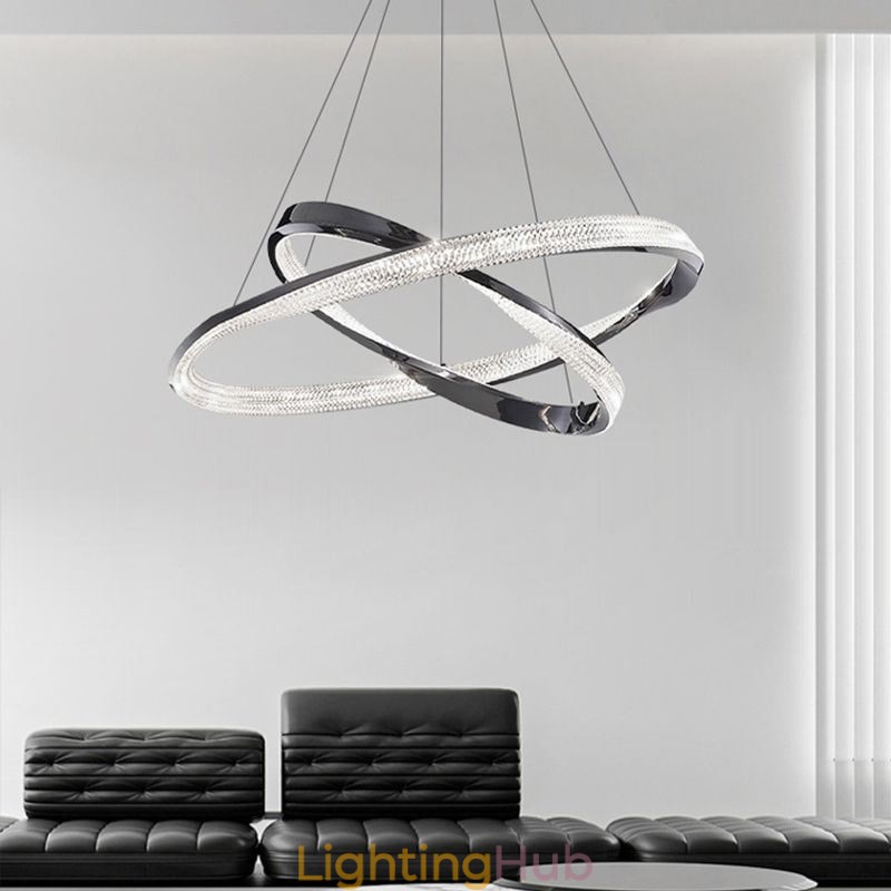 Pendant Light Wrought Iron Acrylic Ring Double Circle Ceiling Light