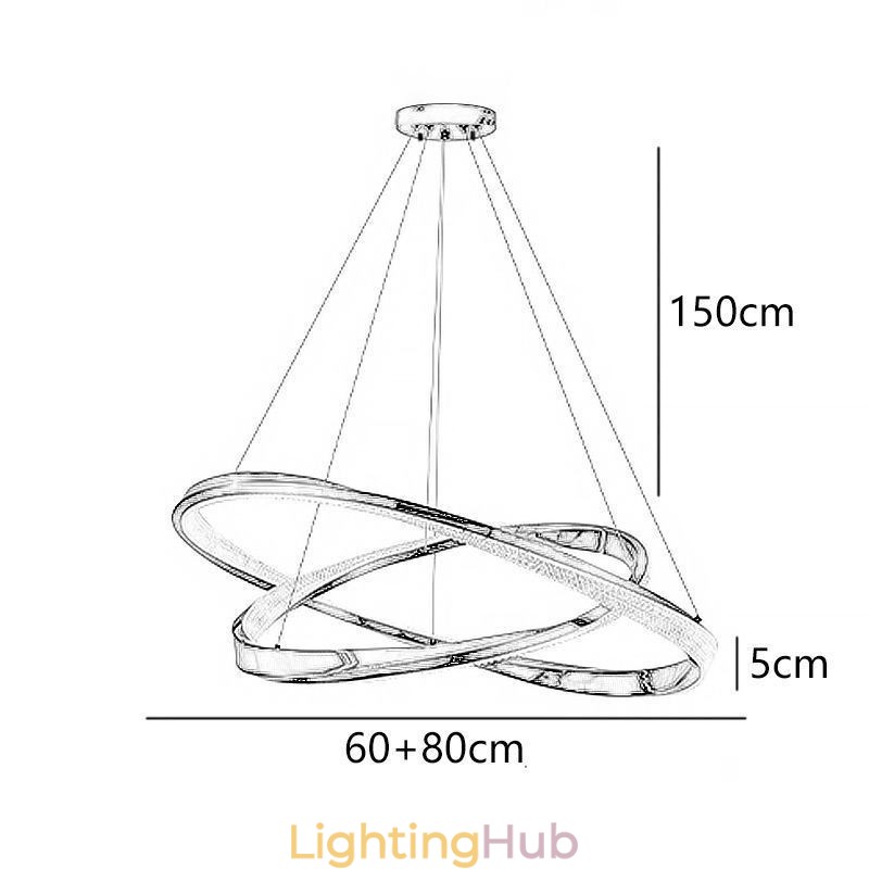 Pendant Light Wrought Iron Acrylic Ring Double Circle Ceiling Light