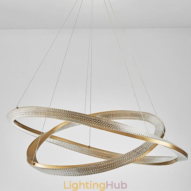 Pendant Light Wrought Iron Acrylic Ring Double Circle Ceiling Light