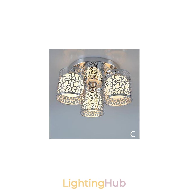 Three Light Ceiling Glass Dome Light Flush Mount