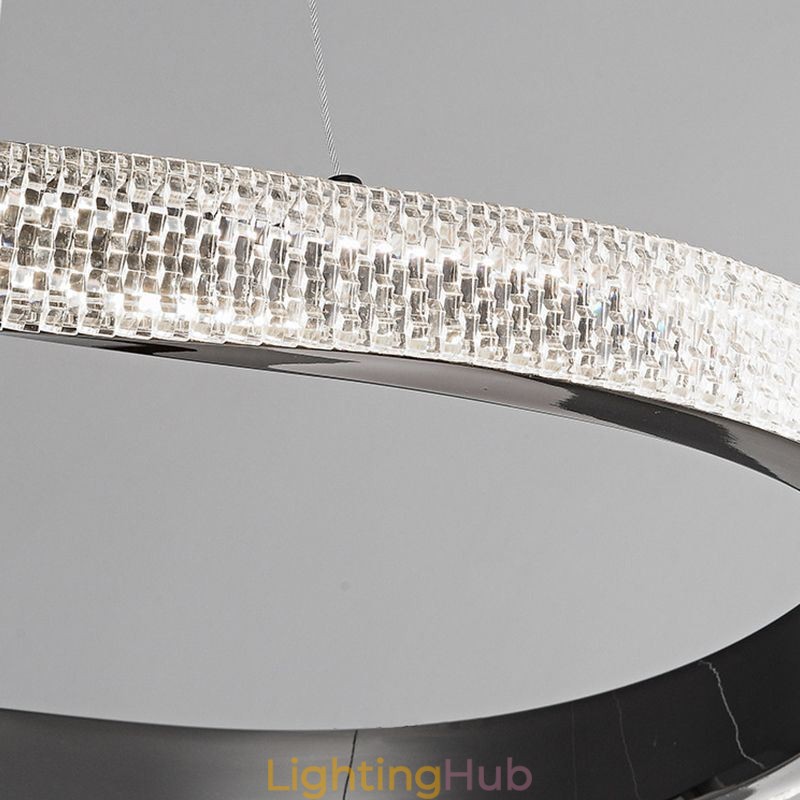 Pendant Light Wrought Iron Acrylic Ring Double Circle Ceiling Light