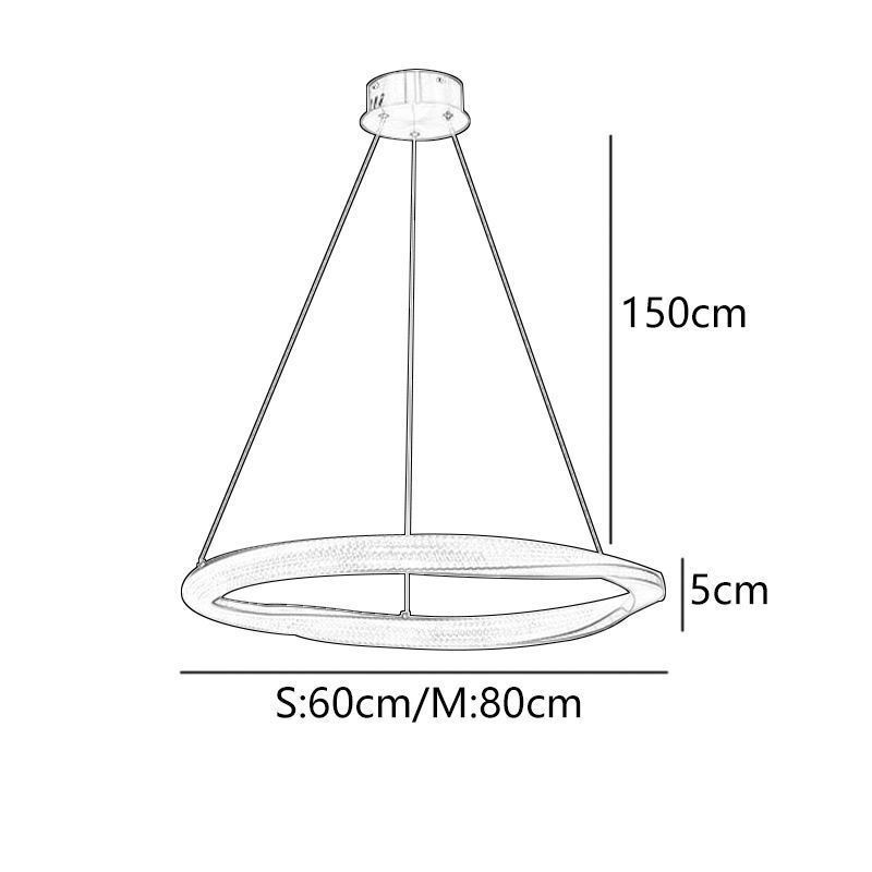 Pendant Light Wrought Iron Acrylic Ring Single Circle Ceiling Light