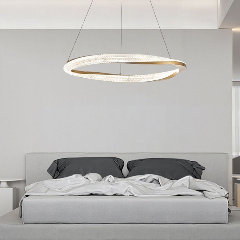 Pendant Light Wrought Iron Acrylic Ring Single Circle Ceiling Light